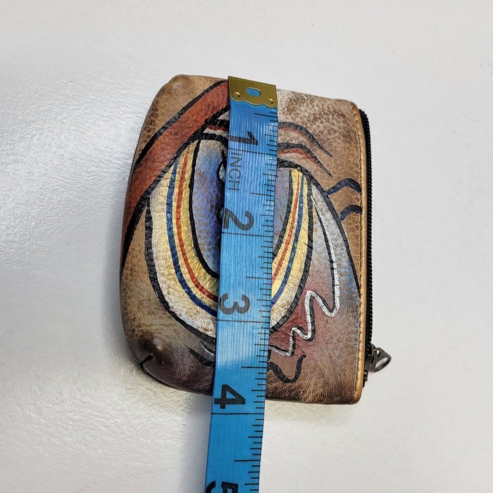 Leather Coin Purse Anuschka Hand Painted Leather Coin Purse Pouch - Picture 4 of 6
